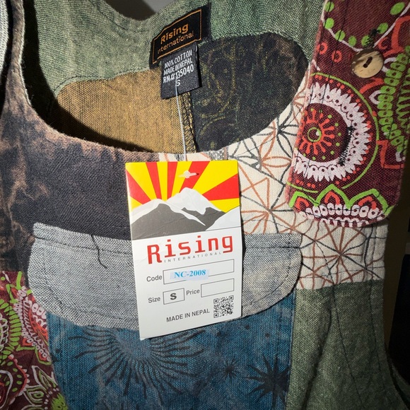 NWT Rising International Patchwork Overalls Made in Nepal - Picture 4 of 15